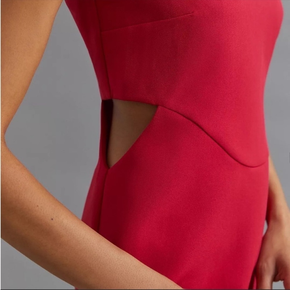 Anthropologie Mare Mare Red Side Cutout Shift Mini Dress Medium Mod Cocktail - Picture 2 of 6